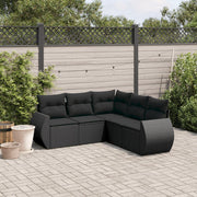 Loungeset 5-delig poly rattan zwart