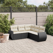 Loungeset 5-delig poly rattan zwart