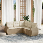 5-Delige Loungeset Met Kussens Poly Rattan Beige