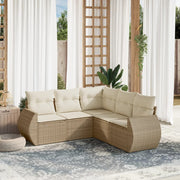 Loungeset poly rattan beige 5-delig