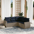 5-piece garden sofa set with cushions, grey poly rattan