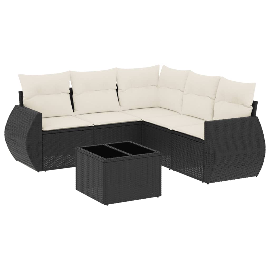 6-Delige Loungeset Met Kussens Poly Rattan Zwart