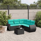 6-piece garden lounge set with cushions black poly rattan
