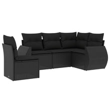5-Delige Loungeset Met Kussens Poly Rattan Zwart