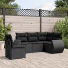 5-Delige Loungeset Met Kussens Poly Rattan Zwart