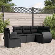 Loungeset 5-delig poly rattan zwart