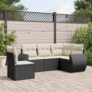 Loungeset 5-delig poly rattan zwart