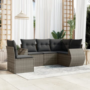 Loungeset 5-delig poly rattan grijs