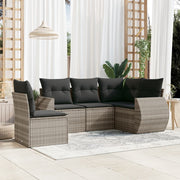 Loungeset 5-delig poly rattan lichtgrijs