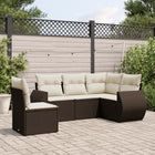 5-Piece Lounge Set with Cushions Poly Rattan Brown