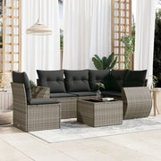 6-piece Lounge Set with Cushions Poly Rattan Grey