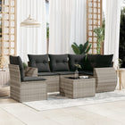 6-piece Lounge Set with cushions poly rattan light grey