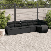 Loungeset 6-delig poly rattan zwart