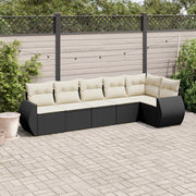 Loungeset 6-delig poly rattan zwart
