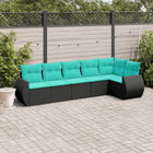 6-piece garden lounge set with cushions black poly rattan