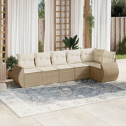 Loungeset 6-delig poly rattan beige