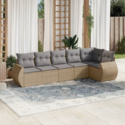 Loungeset 6-delig poly rattan beige