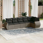 6-piece Lounge Set with Cushions Poly Rattan Grey