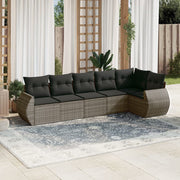 Loungeset 6-delig poly rattan grijs