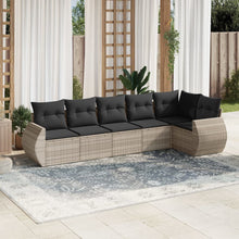 6-delige Loungeset met kussens poly rattan lichtgrijs