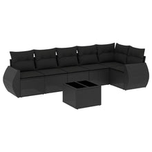 7-Delige Loungeset Met Kussens Poly Rattan Zwart