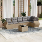 7-Delige Loungeset Met Kussens Poly Rattan Beige