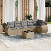 Loungeset 7-delig poly rattan beige