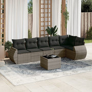 Loungeset 7-delig poly rattan grijs