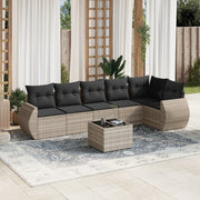 Loungeset 7-delig poly rattan lichtgrijs
