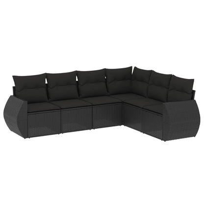 6-Delige Loungeset Met Kussens Poly Rattan Zwart