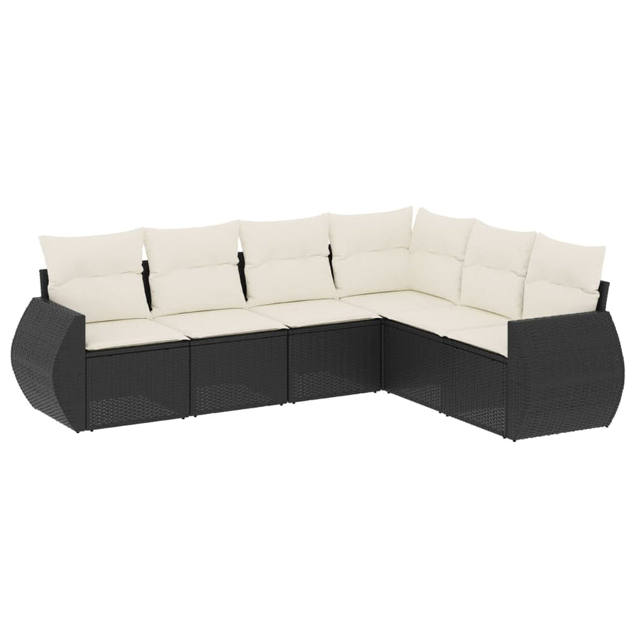 6-Delige Loungeset Met Kussens Poly Rattan Zwart