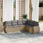 6-piece Lounge Set with cushions poly rattan beige