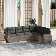 6-piece Lounge Set with Cushions Poly Rattan Grey