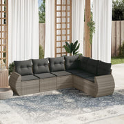 6-piece Lounge Set with cushions poly rattan light grey