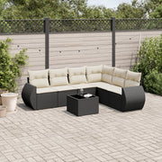 Loungeset 7-delig poly rattan zwart