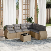 Loungeset 7-delig poly rattan beige