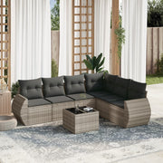Loungeset 7-delig poly rattan lichtgrijs