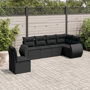 Loungeset 6-delig poly rattan zwart