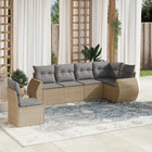 6-piece Lounge Set with cushions poly rattan beige