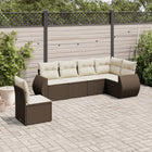 6-piece Lounge Set with Cushions Poly Rattan Brown