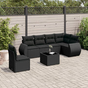 Loungeset 7-delig poly rattan zwart