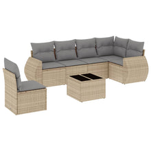 7-Delige Loungeset Met Kussens Poly Rattan Beige