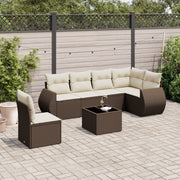 Loungeset 7-delig poly rattan bruin