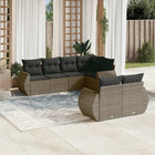7-piece Lounge Set with Cushions poly rattan grey