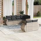 7-piece Lounge Set with cushions poly rattan light grey