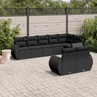 8-piece Lounge Set with Cushions Polyrattan Black