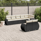 8-piece Lounge Set with Cushions Polyrattan Black