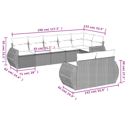 8-Delige Loungeset Met Kussens Poly Rattan Beige
