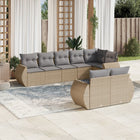 8-piece Lounge Set with Cushions Poly Rattan Beige