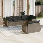 8-piece Lounge Set with Cushions Poly Rattan Grey